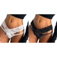 thumbnail image 1 of (Lot de 2) Kcodviy Culottes en Dentelle Florale pour Femmes Culottes en Maille Taille Basse pour Femmes String Grande Taille Transparent String en Coton Bikini Taille Und, 1 of 7
