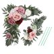 thumbnail image 3 of Simulación de boda Arco Flor Triángulo Floral Fondo de escenario de boda Flores decorativas (tamaño grande 50x30 cm, tamaño pequeño 35x25 cm) tela de seda + material plástico, A8 (viene con tres lazos, 3 of 14