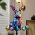 thumbnail image 3 of Vggrvlo Stained Glass Window Hanging Acrylic Colourful Rabbit Suncatcher Housewarming Gift for Mom, Grandma for Christmas Tree Decoration, Birthday Gift for Mom, 3 of 7