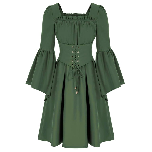 QIPOPIQ Robe Corset Renaissance : Robe Victorienne Gothique Sorcière pour Femmes pour Tous les Jours, Cosplay d'Halloween, Festivals, Liquidation d'Été