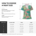 thumbnail image 4 of Goofa Colorful Palm Leaves Pattern Womens Deep V Neck Low Cut Tops Casual Summer Short Sleeve Ribbed Knit T-Shirts-Small, 4 of 5
