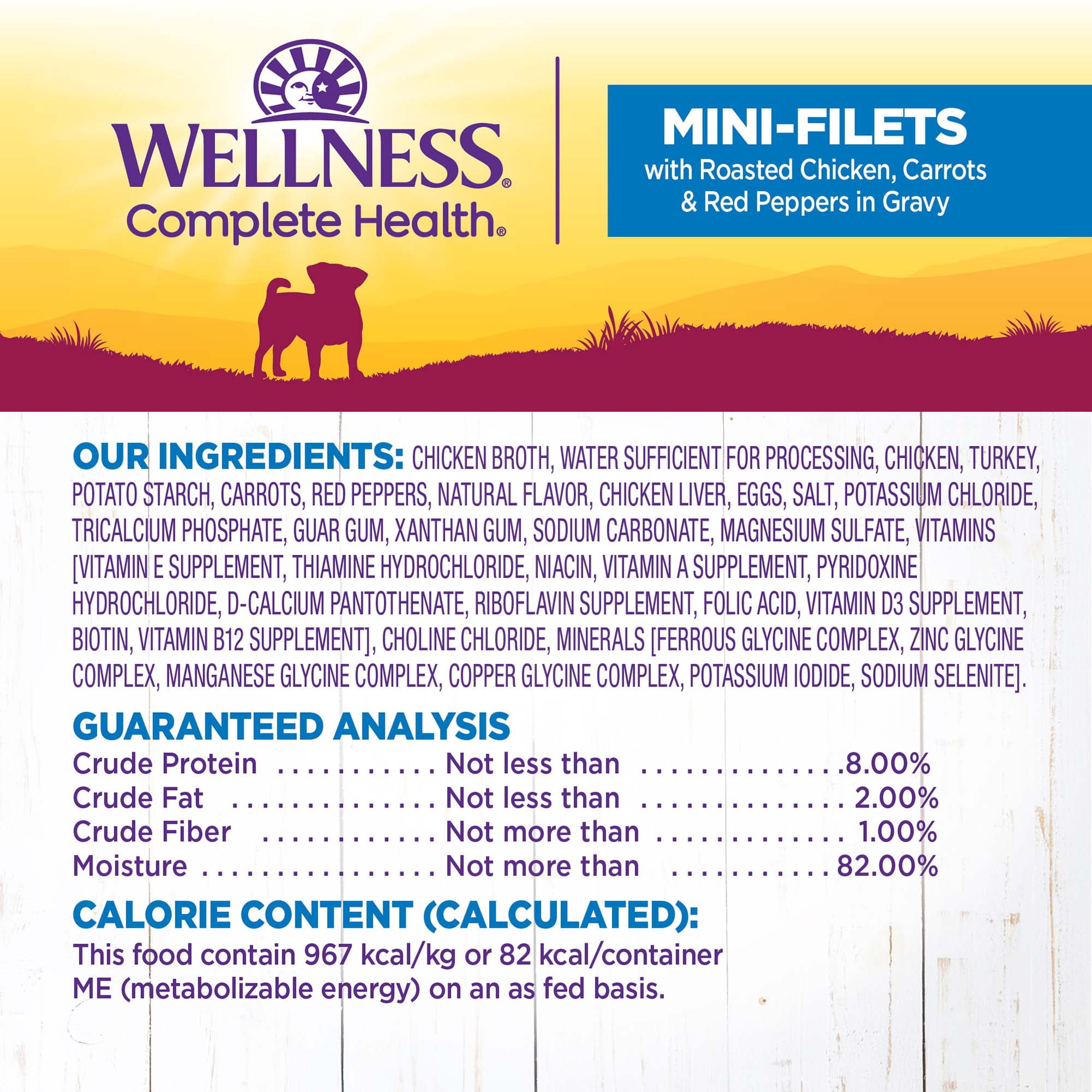 Wellness Petite Entrées Mini Fillets Grain Free Natural Wet Small Breed Dog Food, Roasted Chicken, Carrots & Red Peppers, 3-Ounce Cup (Pack of 24)