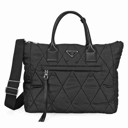 - Prada Medium Quilted Nylon Tote- Black