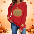 thumbnail image 2 of HongQid Crew Neck Sweatshirts Women Graphic Fall Pumpkin Thanksgiving Pullover Tops Oversized Winter Autumn Season Shirts Sequin Halloween Funny Cute Long Sleeve Tops, 2 of 7
