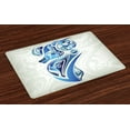 thumbnail image 1 of Ambesonne Zodiac Aries Place Mats Set of 4, Blue Ram, Standard Size, Pale Sage Green Indigo, 1 of 4