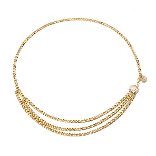 tredstone Ceinture Chaîne Dorée pour Tenues de Fête Gravée Délicate Classique Ceintures Chaîne Non Déformables 1Set