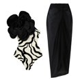 thumbnail image 1 of Traje de baño de una pieza con relleno y un solo hombro con flores tridimensionales en 3D para mujer, 1 of 6