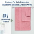 thumbnail image 6 of Casa Lino 8Pc Premium Bath Towel Set (2 Bath Towels, 4 Washcloths, 2 Hand Towels) - 100% Cotton, 400GSM & Ultra Absorbent (Soft Berry), 6 of 7