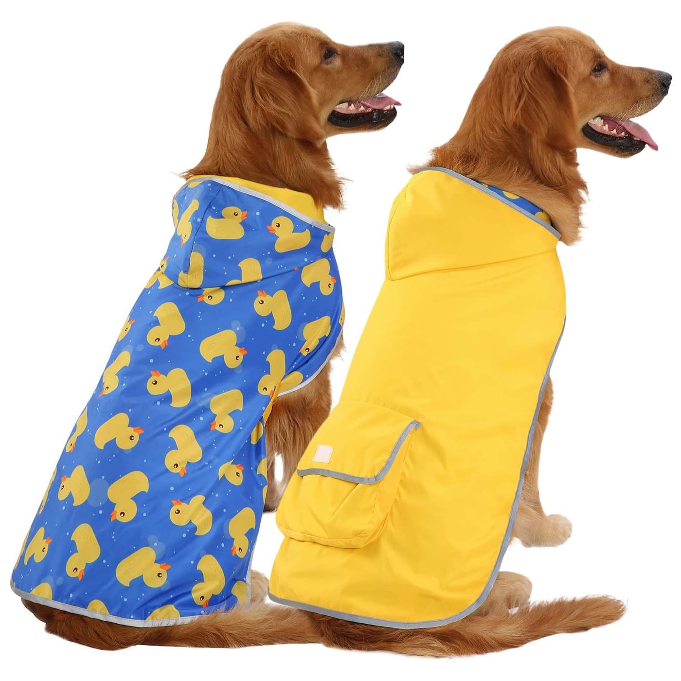 HDE Reversible Dog Raincoat Hooded Slicker Poncho Rain Coat Jacket for