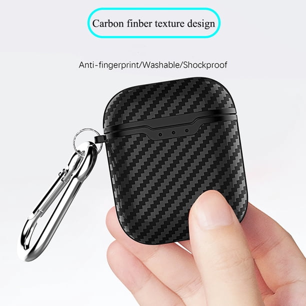 Gwong Electrónica Funda protectora a prueba de polvo de fibra de carbono para Airpods 1/2 Auricular compatible con Bluetooth