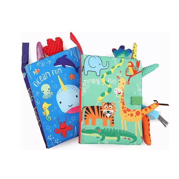 Libro De Tela Para Bebés 0-12 Meses | Con Colas 3D Y Sonidos | Juguete Sensorial Educativo | Animales Y Texturas