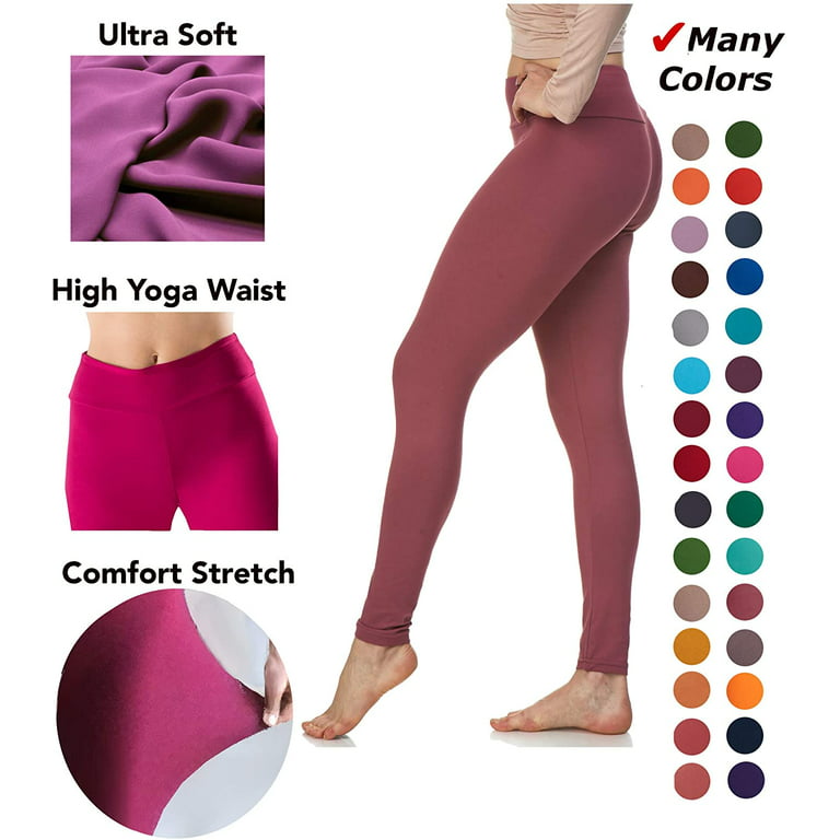 LMB Lush Moda Leggings for Women with Comfortable Yoga Waistband