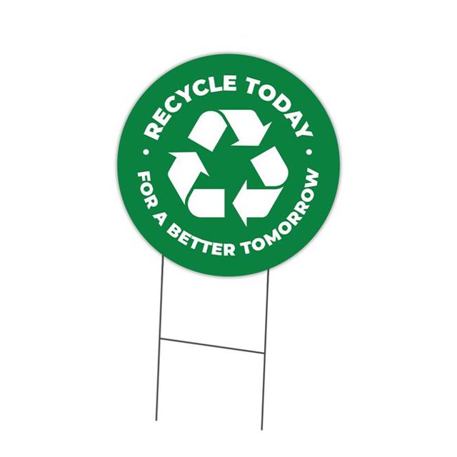 SignMission C-24-CIR-DS-WS- Recycle Panneau Circulaire en Plastique Double Face 24 Po. - Recyclage