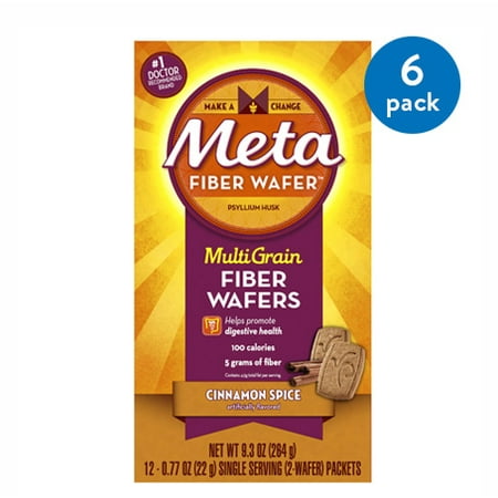 - (6 Pack) Metamucil Cinnamon Spice Flavored Fiber Thins Dietary Fiber Supplement with Psyllium Husk, 12 servings