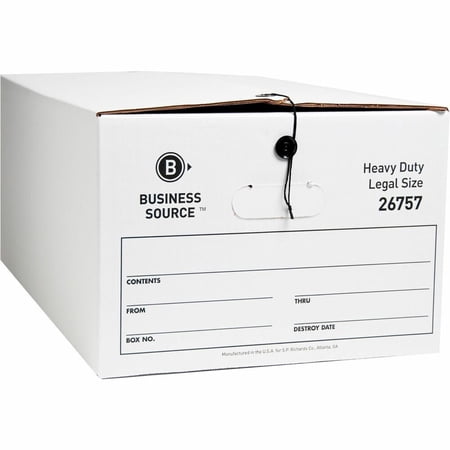Business Source BSN26757 Heavy Duty Legal Size Storage Box 12 / Carton White