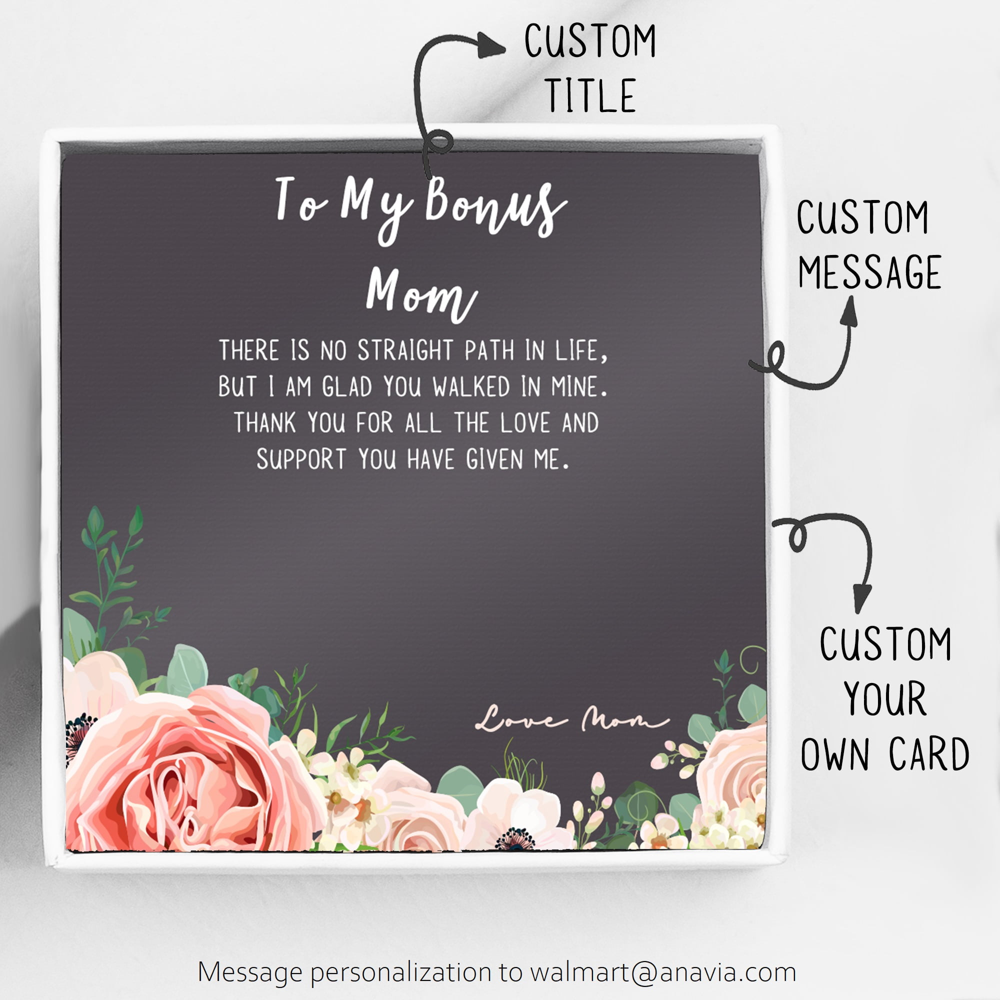 Personalized Card and Necklace for Mother's Day Gift, Gift for Mom, Gift for Her, Custom Card and Necklace for Mom, Cube Necklace for Mom, [Silver, Personalized Card]