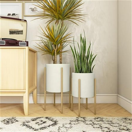 Nabila Mid Century Planters, Beige (Set of 2)