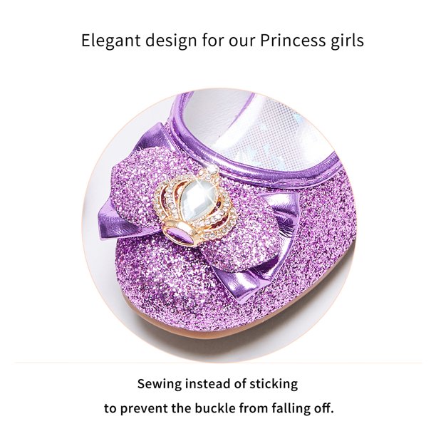 Stelle Girls Mary Jane Glitter Shoes Low Heel Princess Dress Shoes,Toddler  Little Girls Crown Flower Girl Wedding Party Dress Pump Shoes,Purple -  Walmart Business Supplies