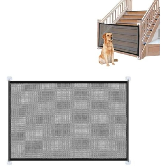 Portable & Pets Safety Door Guard, Banister Guards for Pets, Retractable Net Gates, Dog Screen Mesh Gate with Retractable Poles and Hooks, No Drill, for Doorways Stairways (S)