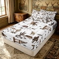 thumbnail image 3 of Erosebridal Retro Western Cowboy Zipper Twin Comforter Sets with Fitted Sheet and 2 Pillowcases for Boys Girls, Desert Horse Animal Print Zipper Bedding Set, Gray Reversible, 4-Piece, 3 of 7