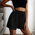 thumbnail image 2 of BTDECLAR Cotton Linen Shorts for Women Ruffle Drawstring High Waist Wide Leg Pants Casual Cute Summer Beach Vacation Shorts with Pockets, 2 of 4