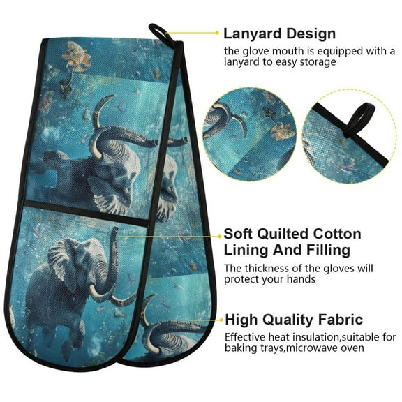 BZSMCE Oven Mitts Oceanic Wonder Creative Pattern Resistant Kitchen Gloves