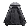 thumbnail image 5 of Sevevn Men Faux Leather Jacket Full Zip Up Detachable Knit Hood Regular Fit Faux Leather Fabric Chest Zip Pocket Side Zip Pockets Straight Cuffs For Casual Wear, 5 of 7