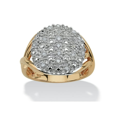 1/7 TCW Round Diamond Pave 18k Gold over Sterling Silver Split-Shank Ring