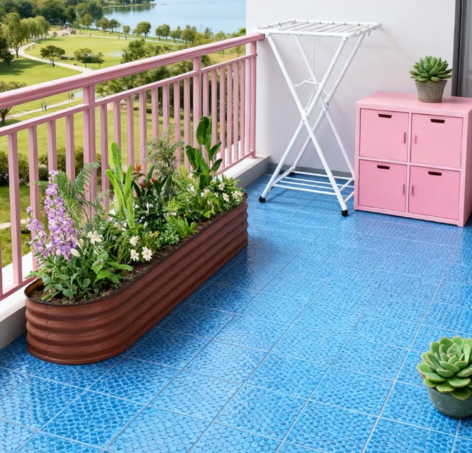 Planter Box with Safety Edging, Metal Galvanized Raised Garden Bed Kit
