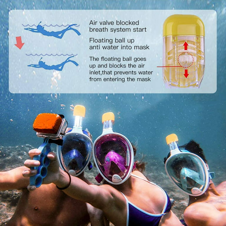 misundelse Lao søn Snorkel Mask Full Face Snorkeling Mask Snorkel Set with Panoramic View and  Action Camera Mount Mountdog Anti-fog and Anti-leak Design Dive Mask for  Adults Black - Walmart.com