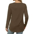 thumbnail image 4 of Ahdbta Long Sleeve Shirts for Women Solid Color Thin Loose Fitted Base Tshirts Trendy Side Split Curved Hem Crewneck Tops, 4 of 4