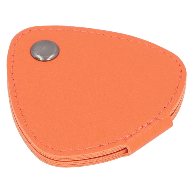 Guitar Pick Holder Case, PU Leather Compact Size 6 Slots Independent Design Pick Storage Bag Metal Buckle for Daily or Performance Use Black,Orange