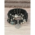 thumbnail image 2 of EOEMY 4Pcs Tree Detail Round Charm Matte Black Beaded Bracelet Women Bracelet-Default, 2 of 5