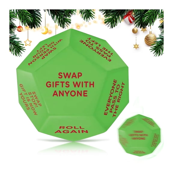 2025 Santa Swap Gift Exchange Dice Game - Christmas Gift Exchange Party Game with 3" Large Dice for Family Gatherings, Stocking Stuffers & Fun Christmas Games