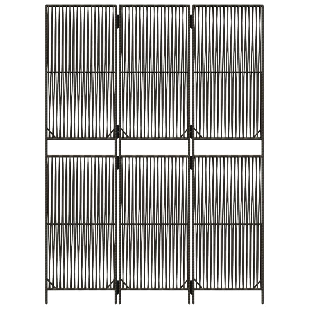 vidaXL Room Divider 3 Panels Gray Poly Rattan