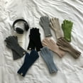 thumbnail image 4 of Guantes de lana de invierno de color sólido con cinco dedos para pantalla táctil, guantes de lana para ciclismo para mujer, 4 of 6