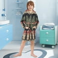 thumbnail image 5 of FORMRS Niños Bathrobe Unisex Hooded Robe Soft Plush Pajamas Sleepwear, Size 7-9T, Beige Striped Trees, 5 of 7