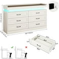thumbnail image 5 of Blotout 6 Drawer Double Dresser with LED Lights and Charging Station, Wide Chest of Drawers and Metal Handles, Wood Storage Cabinet for bedroom, Living Room, 5 of 8