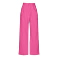 thumbnail image 3 of Puntoco Pants for women Women's Linen Blend Pants Wide Leg High Waist Business Casual Lounge Pant with Pockets Hot Pink 12(XXL), 3 of 6