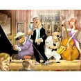 thumbnail image 2 of Alvez, A. - Perez, A. 14x12 White Modern Wood Framed Museum Art Print Titled - Musicians Jam Session, 2 of 4