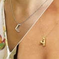 thumbnail image 3 of Bubble Letter Necklace Balloon Initial Necklaces For Women Girls Dainty Alphabet Pendant 14k Gold Plated Puffy Name Personalized Jewelry Gift, 3 of 5