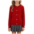thumbnail image 3 of NIEWTR Toddler Boys & Girls Crewneck Sweater Cardigan Kids Long Sleeve Button Knit Tops Outwear2t 3t 4t 5t 6t 7t(A-Red,8-9 Years), 3 of 5