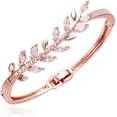 thumbnail image 1 of Pulseras de plata para mujer, delicadas pulseras de hojas de cristal, pulseras de boda para novias, regalo de joyería hecho a mano simple, 1 of 5