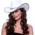 thumbnail image 1 of Sombrero de vaquero tejano para adultos, accesorio de fiesta de disfraces color blanco, para dinero, unisex., 1 of 3