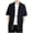 Black, variant on Mgmyaa Men's Solid Color Casual Loose Cotton Linen Shirt - Chinese Style with Button, Raglan Short Sleeves & Mendarin Collar