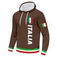 thumbnail image 4 of XIAOCHA Men's Drawstring Hoodie Italia Flag Graphic Long Sleeve Pullover Top, Coffee, Sizes L, 4 of 4