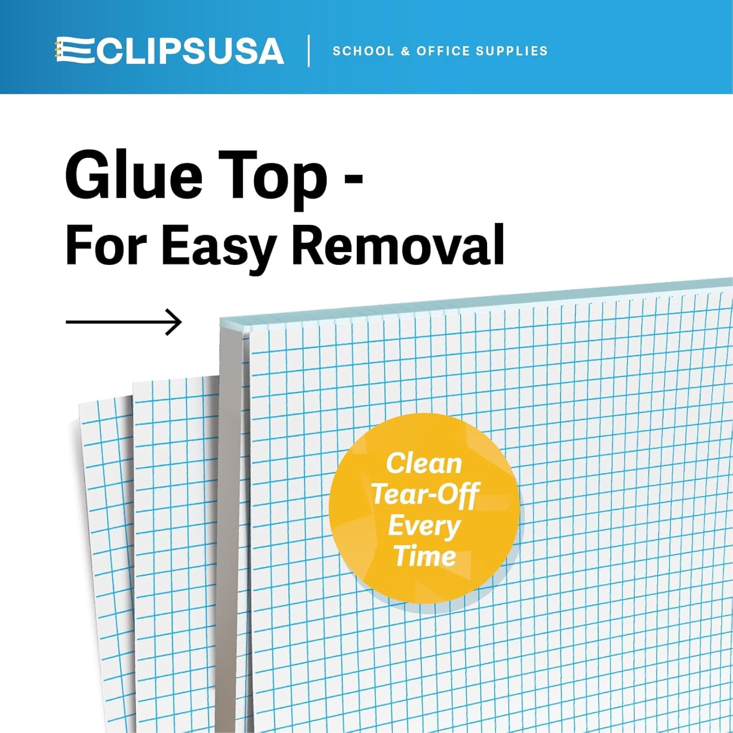 E-Clips USA 50-Sheet Quad-Ruled Legal Graph Paper Notebook with Glued Top Binding, 12-Pack