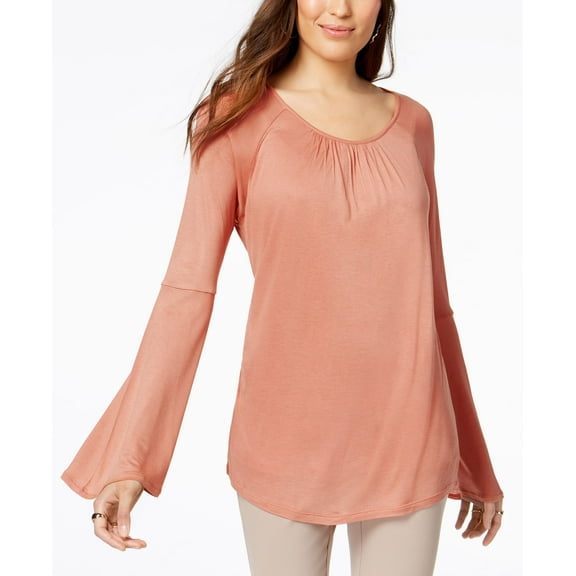 Style & Co Lantern Sleeve Top Rose Sand M