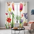 thumbnail image 5 of Spring Floral Kitchen Curtains 84 Inch Length, Rustic Tulip Butterfly Botanical Summer Grommet Top Bedroom Living Room Curtains, Light Filtering Cafe Curtain Drapes 2 Panels Set 84''x84'', 5 of 9