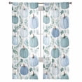 thumbnail image 6 of Green Blue Pumpkins Fall Sheer Curtains 63 Inch Length 2 Panels Set, Semi Transparent Voile Rod Pocket Curtains for Living Dining Room Bedroom Drapes Autumn Botanical Thanksgiving, 6 of 8